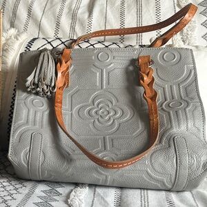 Brighton Mica Gray Handbag with Tan Straps